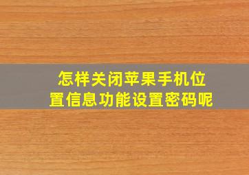 怎样关闭苹果手机位置信息功能设置密码呢