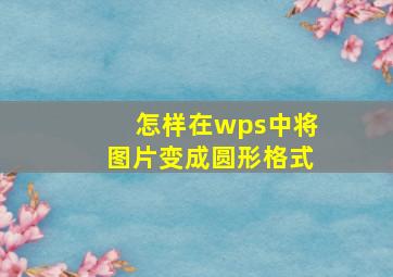 怎样在wps中将图片变成圆形格式