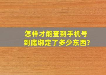 怎样才能查到手机号到底绑定了多少东西?