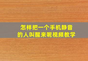 怎样把一个手机静音的人叫醒来呢视频教学