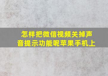 怎样把微信视频关掉声音提示功能呢苹果手机上