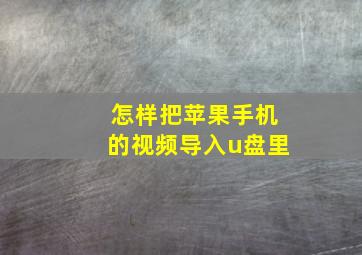 怎样把苹果手机的视频导入u盘里