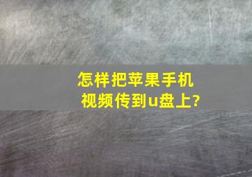 怎样把苹果手机视频传到u盘上?