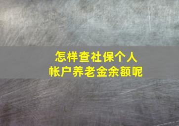 怎样查社保个人帐户养老金余额呢