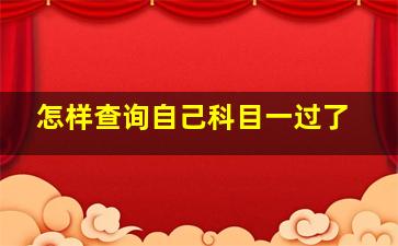 怎样查询自己科目一过了