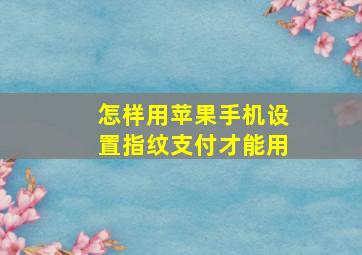 怎样用苹果手机设置指纹支付才能用