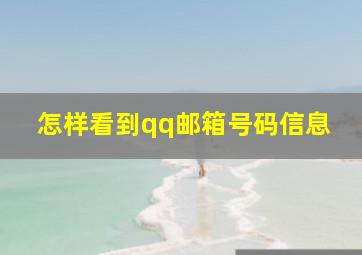 怎样看到qq邮箱号码信息