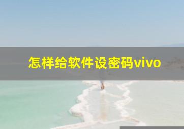 怎样给软件设密码vivo