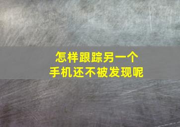 怎样跟踪另一个手机还不被发现呢