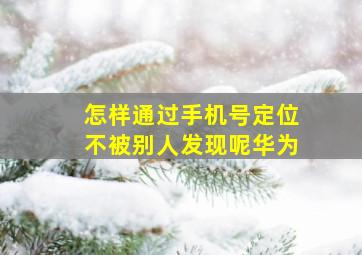 怎样通过手机号定位不被别人发现呢华为