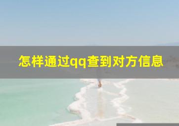 怎样通过qq查到对方信息