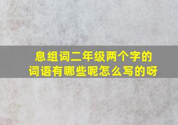 息组词二年级两个字的词语有哪些呢怎么写的呀