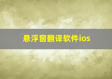 悬浮窗翻译软件ios