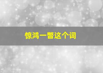 惊鸿一瞥这个词