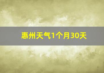 惠州天气1个月30天