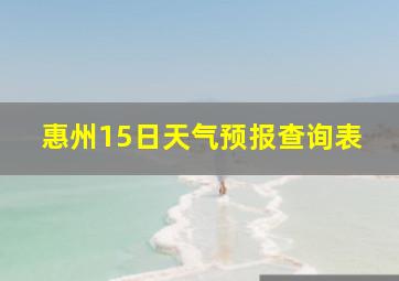 惠州15日天气预报查询表