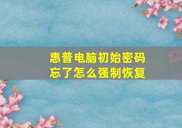 惠普电脑初始密码忘了怎么强制恢复