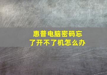 惠普电脑密码忘了开不了机怎么办