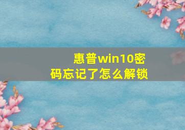 惠普win10密码忘记了怎么解锁