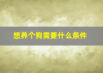 想养个狗需要什么条件