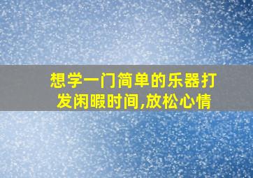 想学一门简单的乐器打发闲暇时间,放松心情