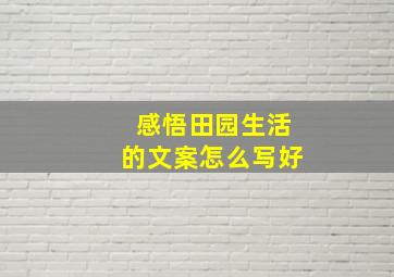 感悟田园生活的文案怎么写好