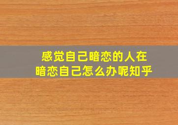 感觉自己暗恋的人在暗恋自己怎么办呢知乎