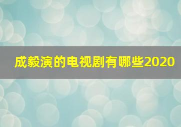 成毅演的电视剧有哪些2020