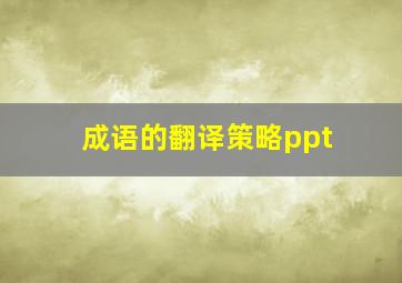 成语的翻译策略ppt