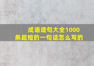 成语造句大全1000条超短的一句话怎么写的