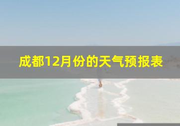 成都12月份的天气预报表