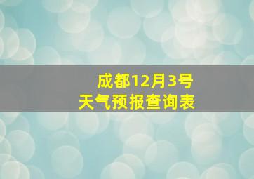 成都12月3号天气预报查询表