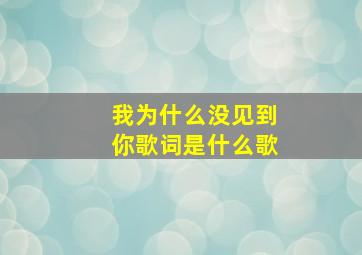 我为什么没见到你歌词是什么歌