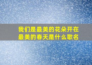 我们是最美的花朵开在最美的春天是什么歌名