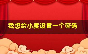 我想给小度设置一个密码