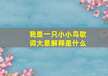 我是一只小小鸟歌词大意解释是什么