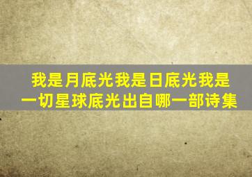 我是月底光我是日底光我是一切星球底光出自哪一部诗集