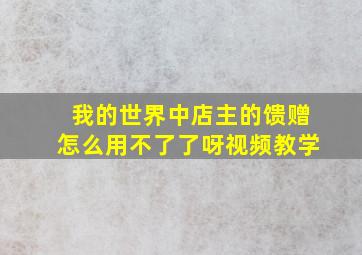 我的世界中店主的馈赠怎么用不了了呀视频教学