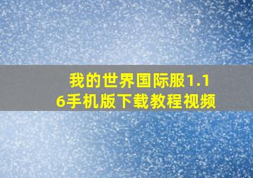 我的世界国际服1.16手机版下载教程视频