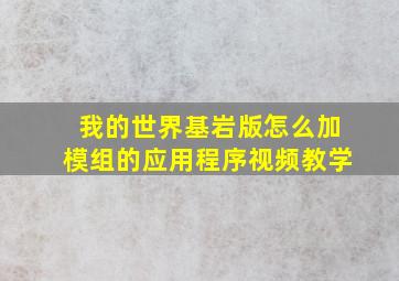 我的世界基岩版怎么加模组的应用程序视频教学