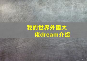 我的世界外国大佬dream介绍