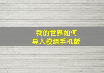 我的世界如何导入模组手机版