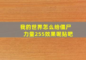 我的世界怎么给僵尸力量255效果呢贴吧