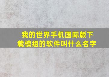 我的世界手机国际版下载模组的软件叫什么名字