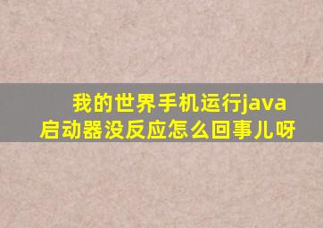 我的世界手机运行java启动器没反应怎么回事儿呀