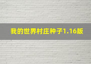 我的世界村庄种子1.16版