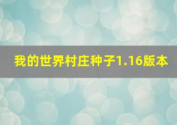 我的世界村庄种子1.16版本