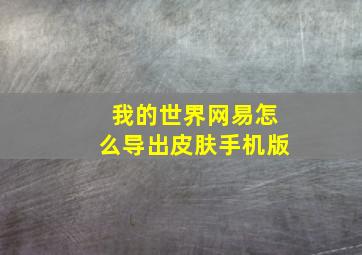 我的世界网易怎么导出皮肤手机版