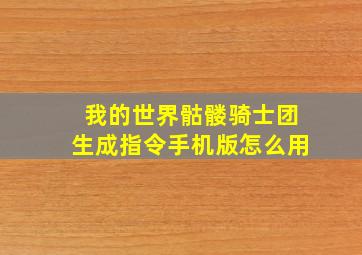 我的世界骷髅骑士团生成指令手机版怎么用