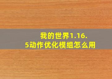 我的世界1.16.5动作优化模组怎么用